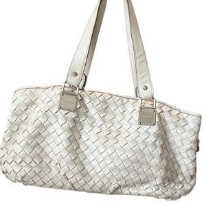 Michael Kors Newbury Vanilla Woven Leather Satchel Tote Bag